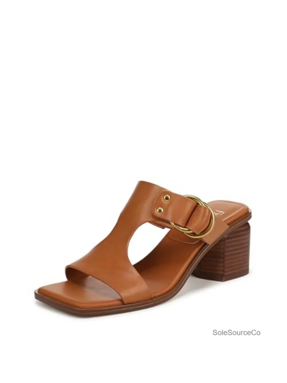 Suede Leather Block Heel Slide Sandals Cushioned Insole